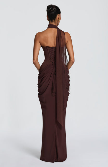 Strapless Bustier Draped Corset Maxi Dress HV3187