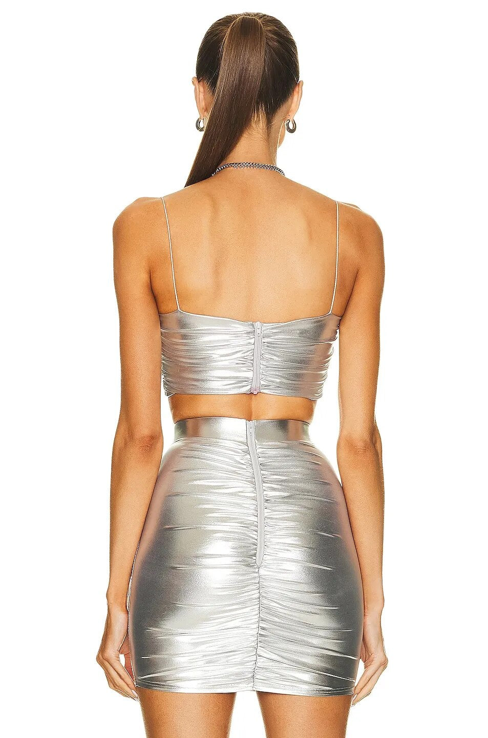 Ruched Bustier Two Piece Dress Silver HV972