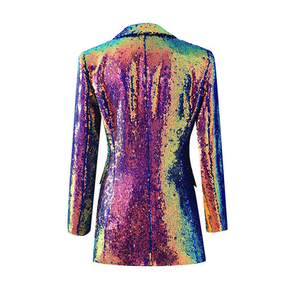 Long Sleeve Duochrome Sequin Blazer