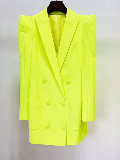 Long Sleeve Blazer Dress Neon