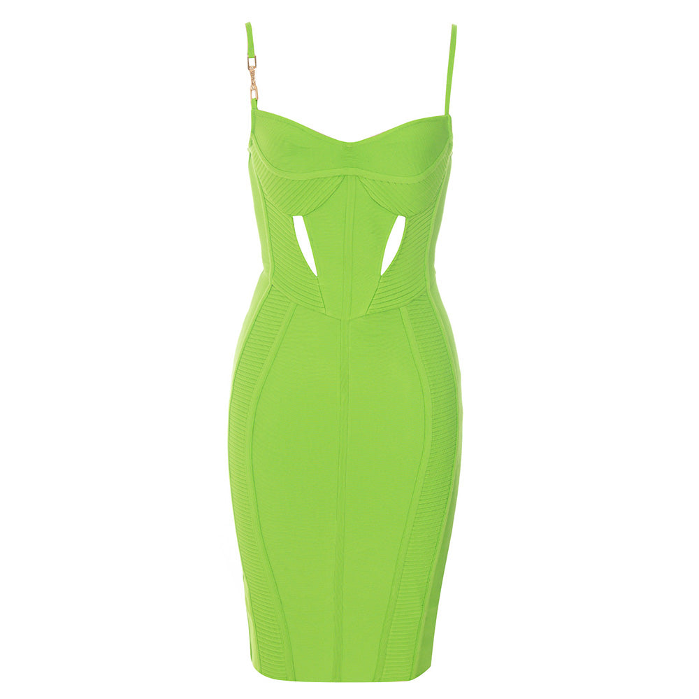 Bustier Ribbed Midi Dress Green HV9352