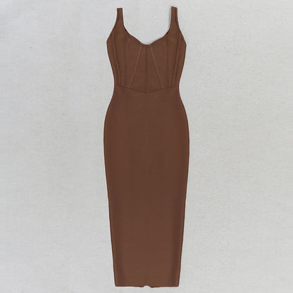 Structured Midi Dress Brown HV9604