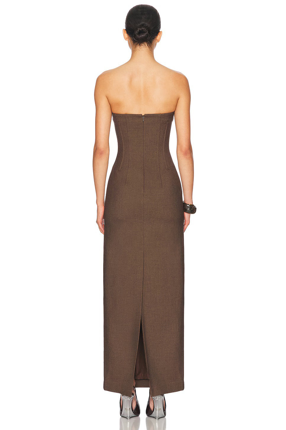 Strapless Bustier Maxi Dress Brown HV2653