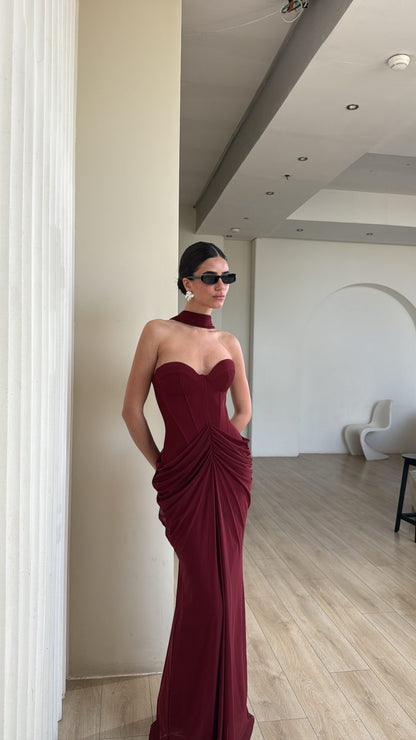 Strapless Draped Maxi Dress HV2692