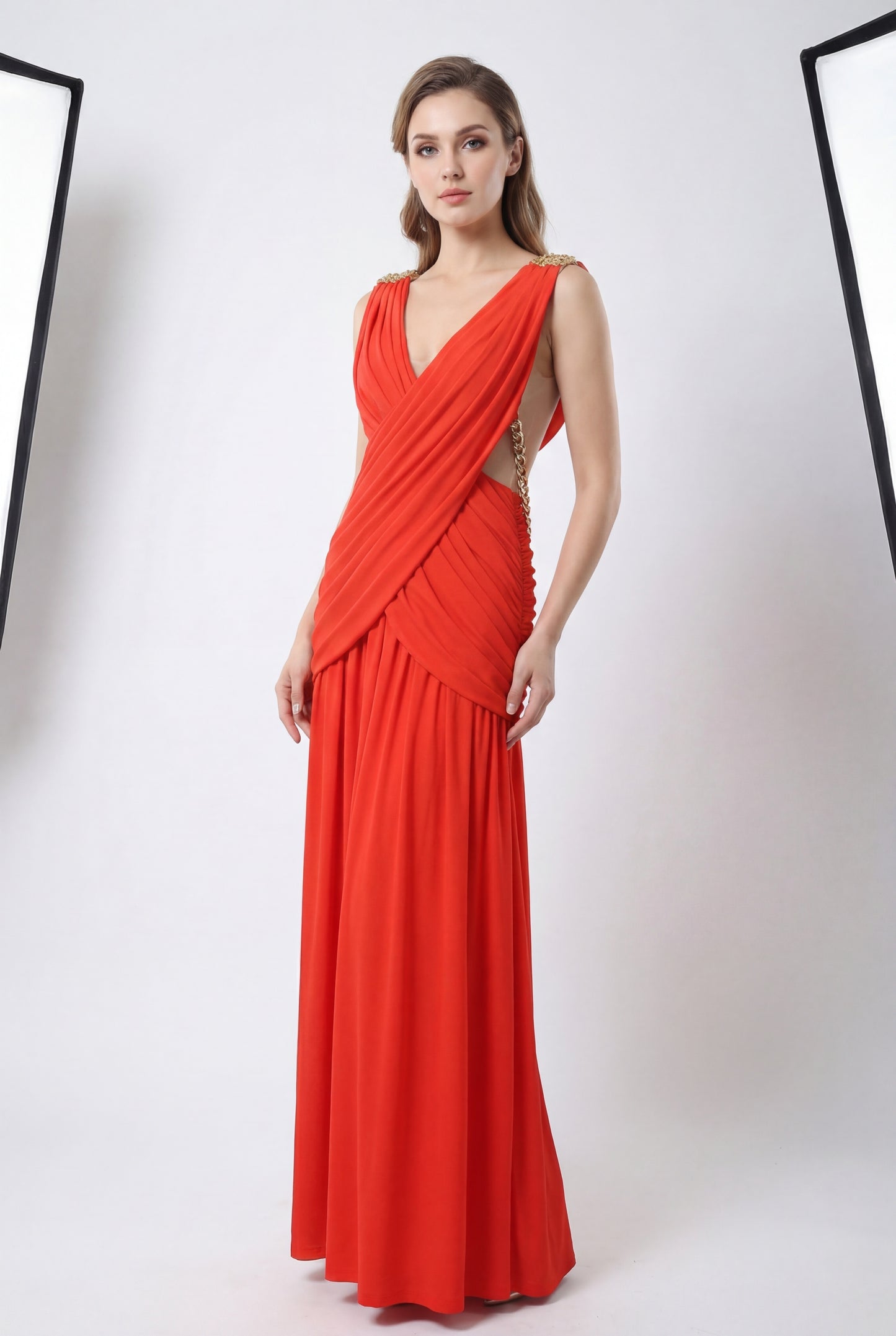 Draped Maxi Dress Orange HV2914