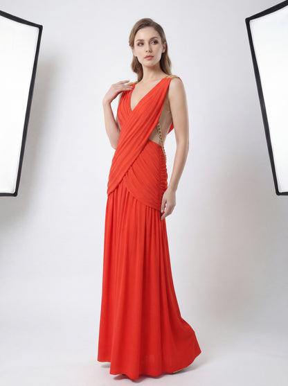 Draped Maxi Dress Orange HV2914