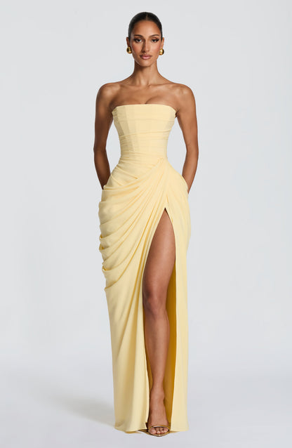 Strapless Draped Corset Maxi Dress HV0107