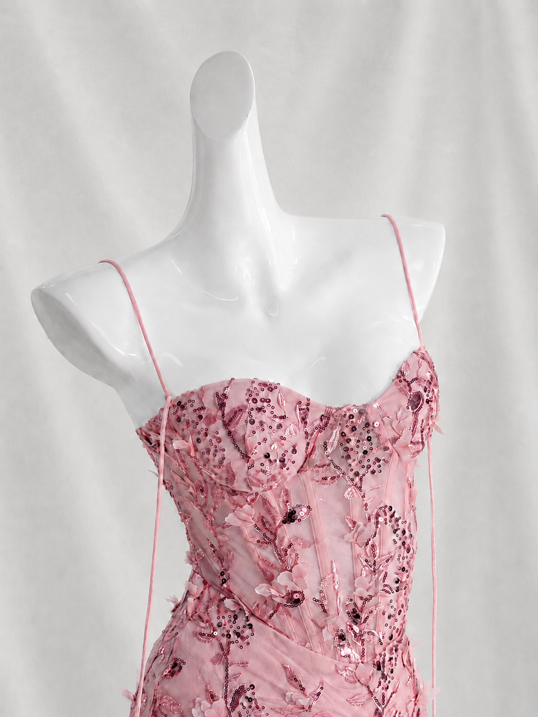 Floral Sequin Structured Bustier Maxi Dress HV3212