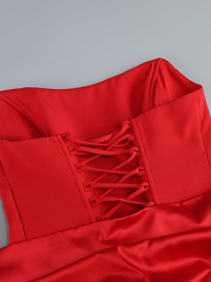 Strapless Draped Corset Maxi Dress HV3156