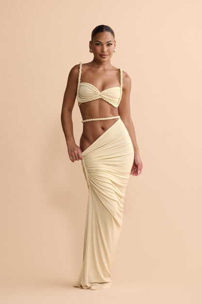 Braid Detail Two Piece Maxi Dress Yellow HV0098
