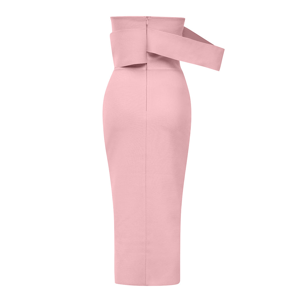 Off Shoulder Midi Dress Pink HV8507