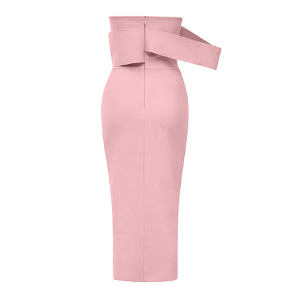 Off Shoulder Midi Dress Pink HV8507