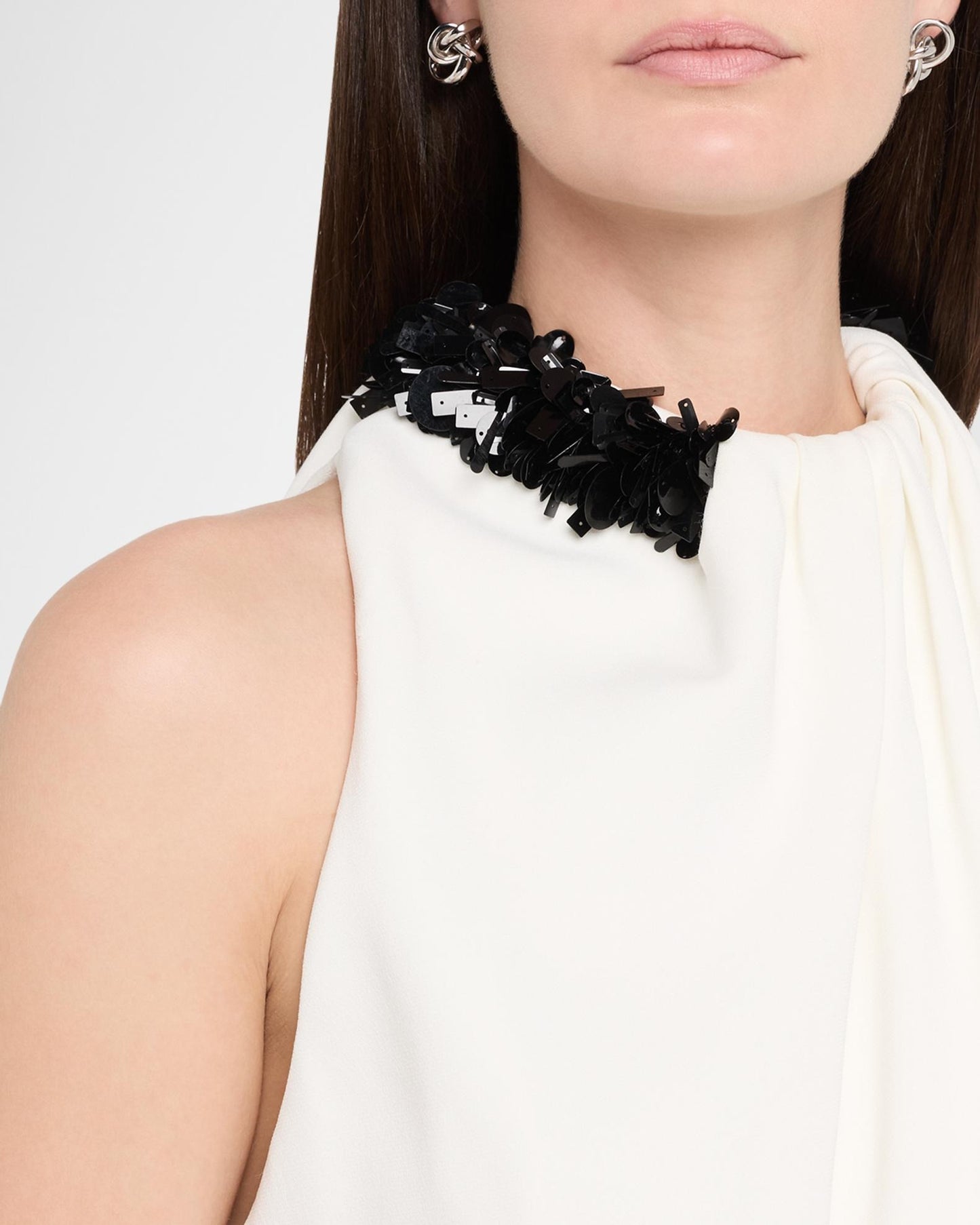 Embellished Detail Draped Two Piece Maxi Dress White HV0133