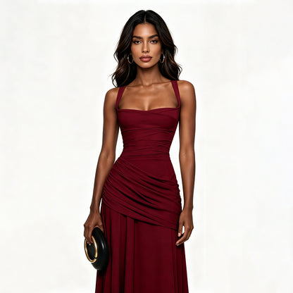 Draped A Line Corset Maxi Dress Yellow HV3154