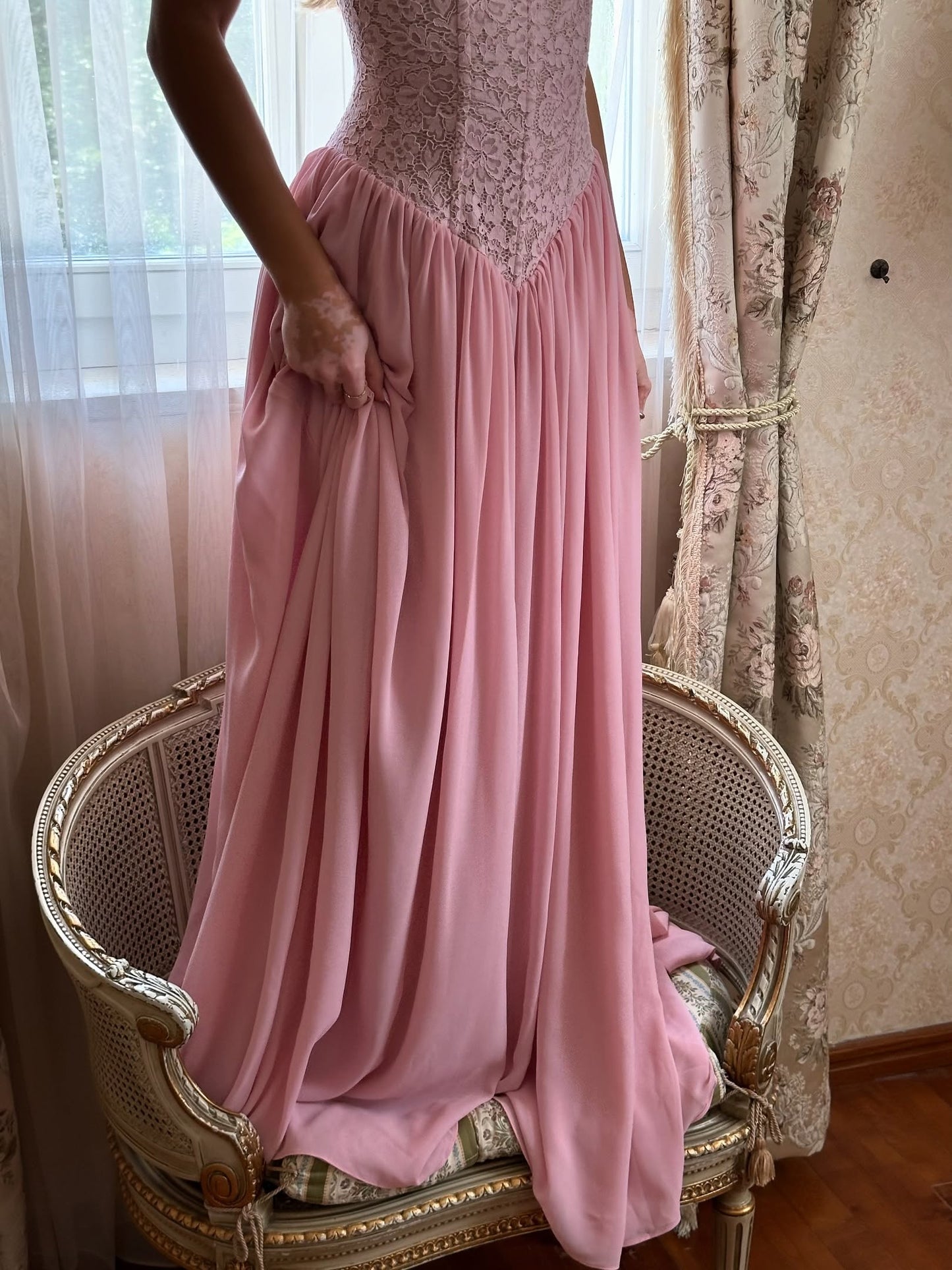 Halter Lace Corset A Line Maxi Dress HV0149