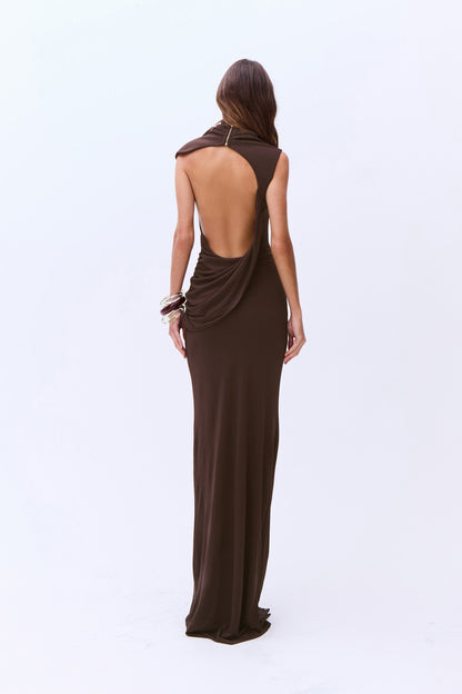 Draped Backless Maxi Dress HV0062