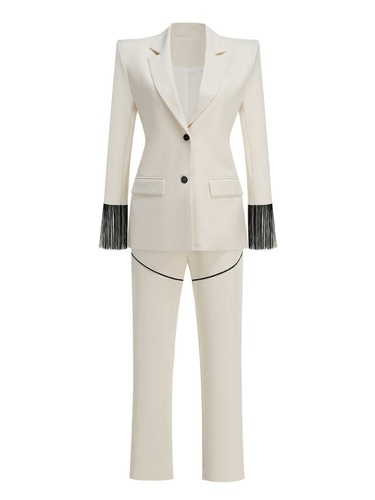 Tassel Long Sleeve Suit Ivory  HV2750