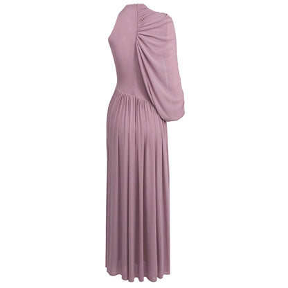 One Sleeve Draped A Line Maxi Dress Pink HV2683