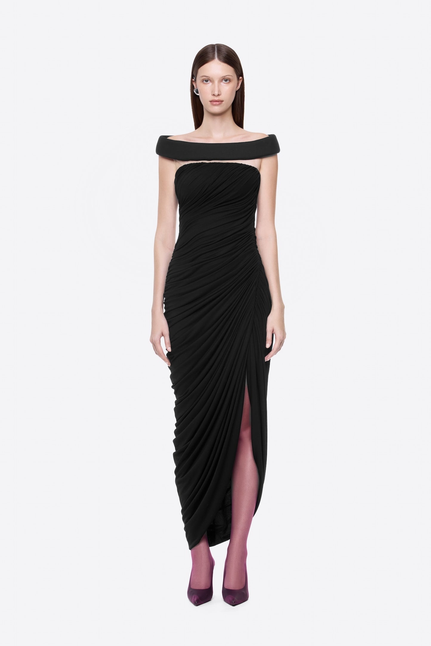 Bardot Draped Mesh Insert Maxi Dress White HV0056
