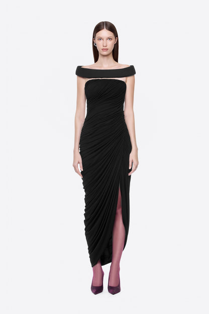 Bardot Draped Mesh Insert Maxi Dress White HV0056