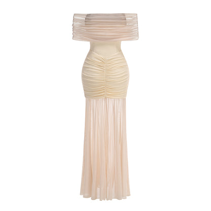 Bardot Ruched Maxi Dress Ivory HV2140