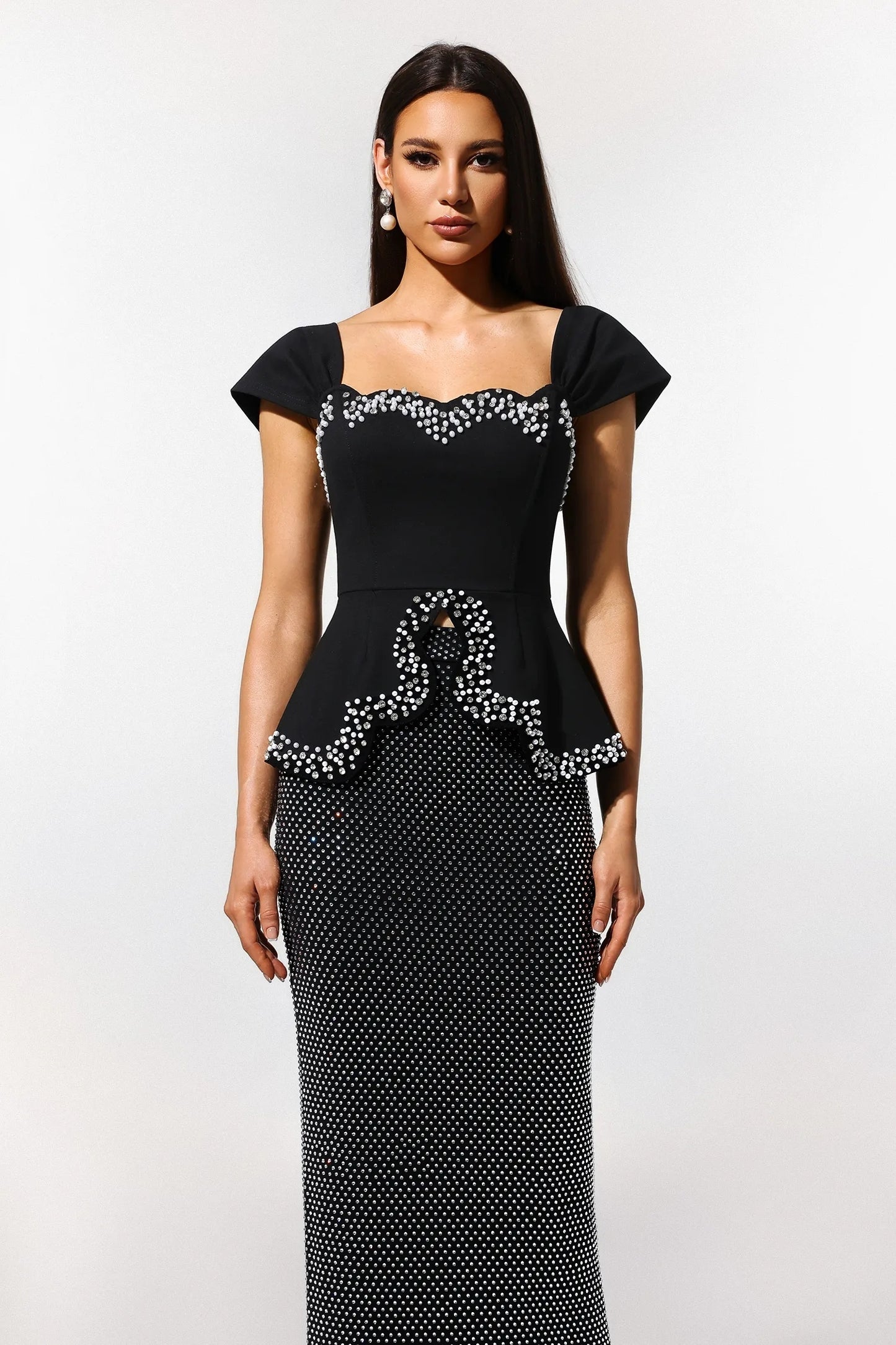 Crystal Two Piece Maxi Dress Black HV2645