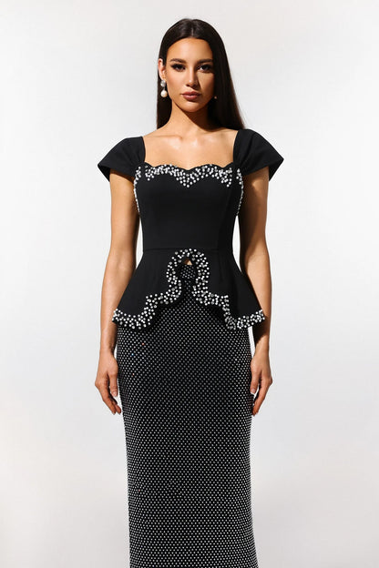 Crystal Two Piece Maxi Dress Black HV2645
