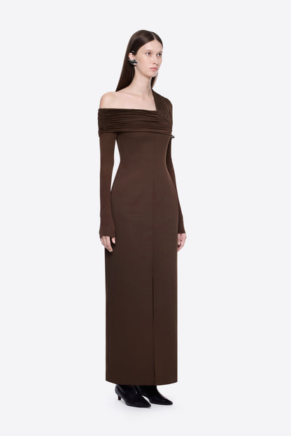 Long Sleeve Draped Detail Maxi Dress HV0057