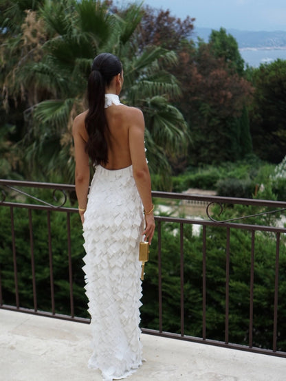 Halter Petal Detail Maxi Dress  HV0156