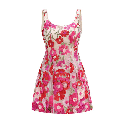 Floral A Line Dress Hot Pink HV1590