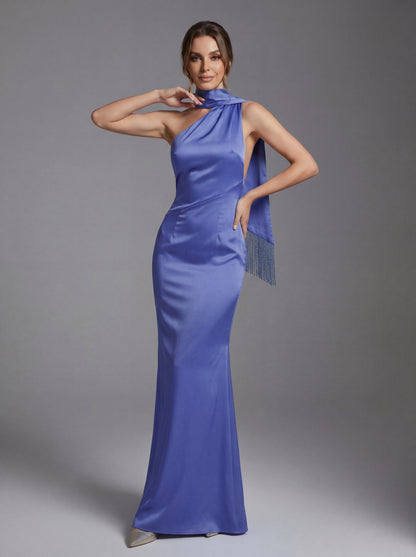 Halter Scarf Maxi Dress Blue HV2937