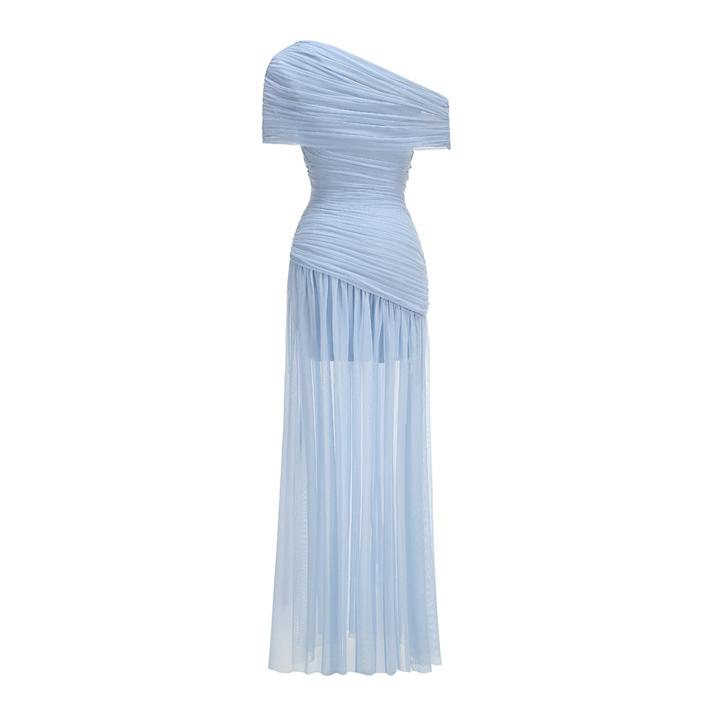 Draped One Shoulder Bardot Maxi Dress HV3135