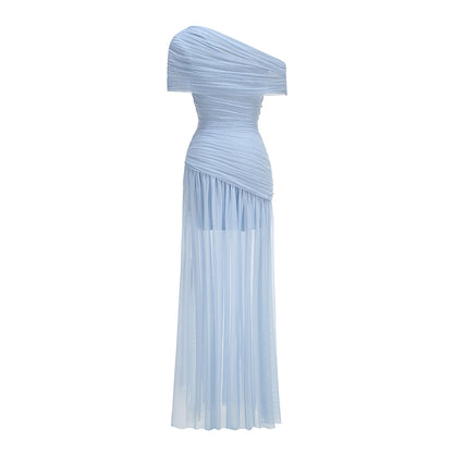 Draped One Shoulder Bardot Maxi Dress HV3135