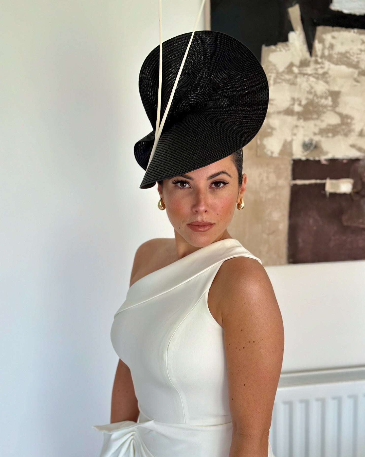 One Shoulder Draped Midi Dress White HV0003