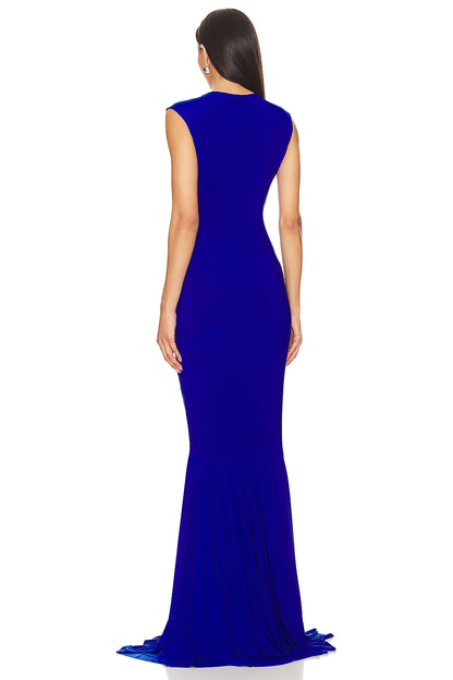 Crystal Detail Ruched Maxi Dress Blue HV2244