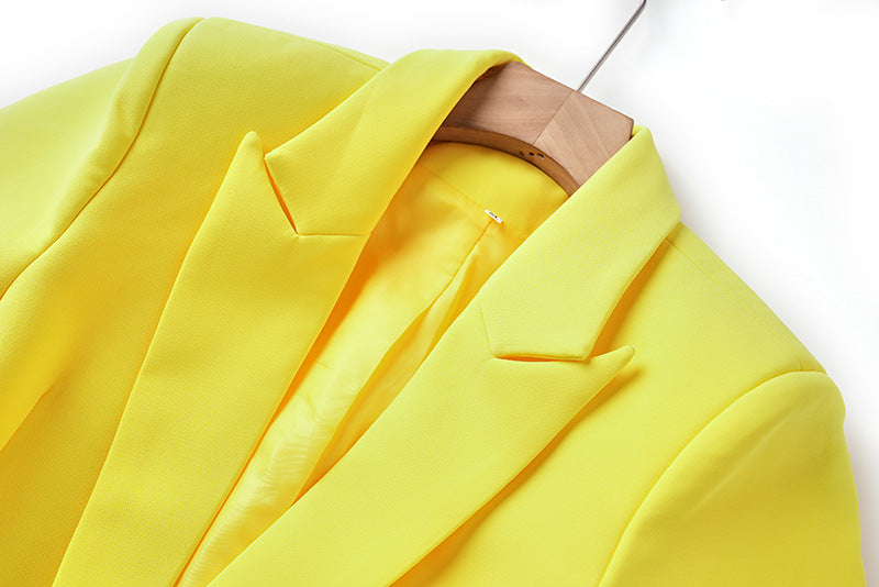 Long Sleeve Feather Detail Blazer Yellow Purple