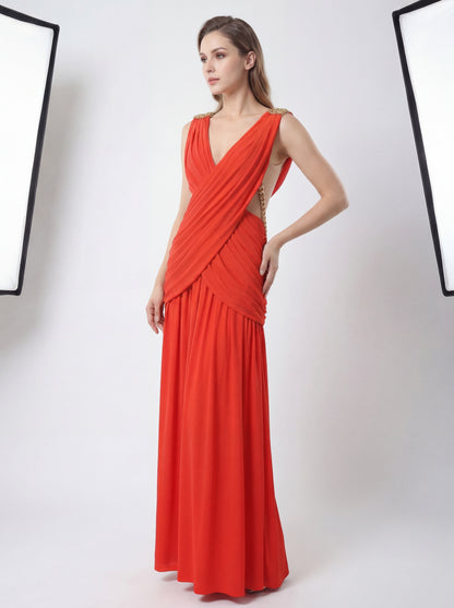 Draped Maxi Dress Orange HV2914