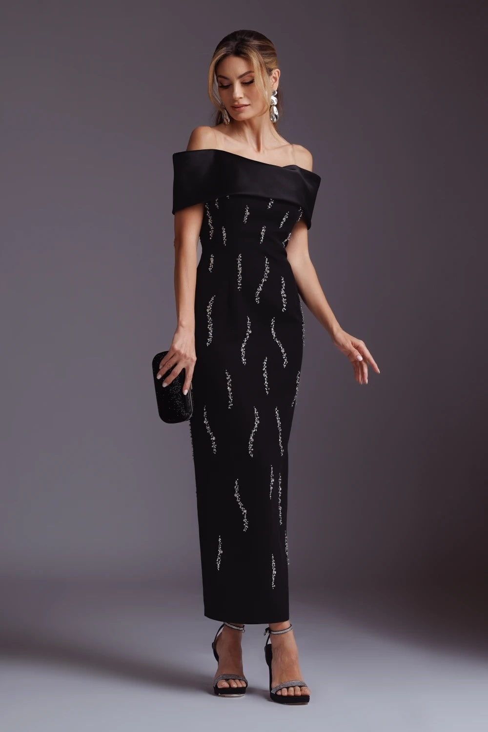Bardot Crystal Maxi Dress Black HV2598