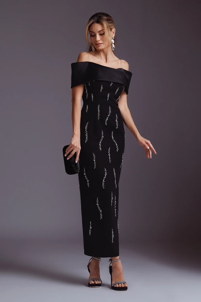 Bardot Crystal Maxi Dress Black HV2598