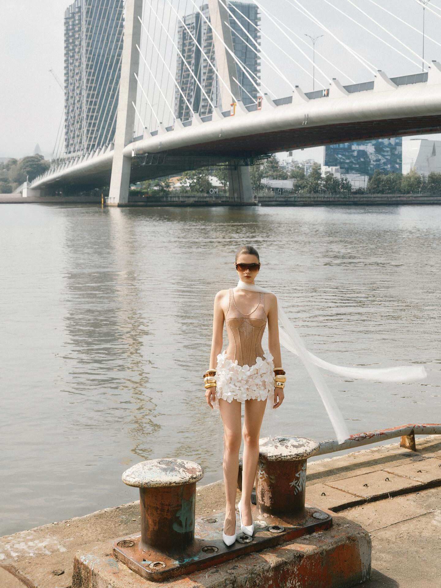 Sequin Petal Dress Gold White HV2947