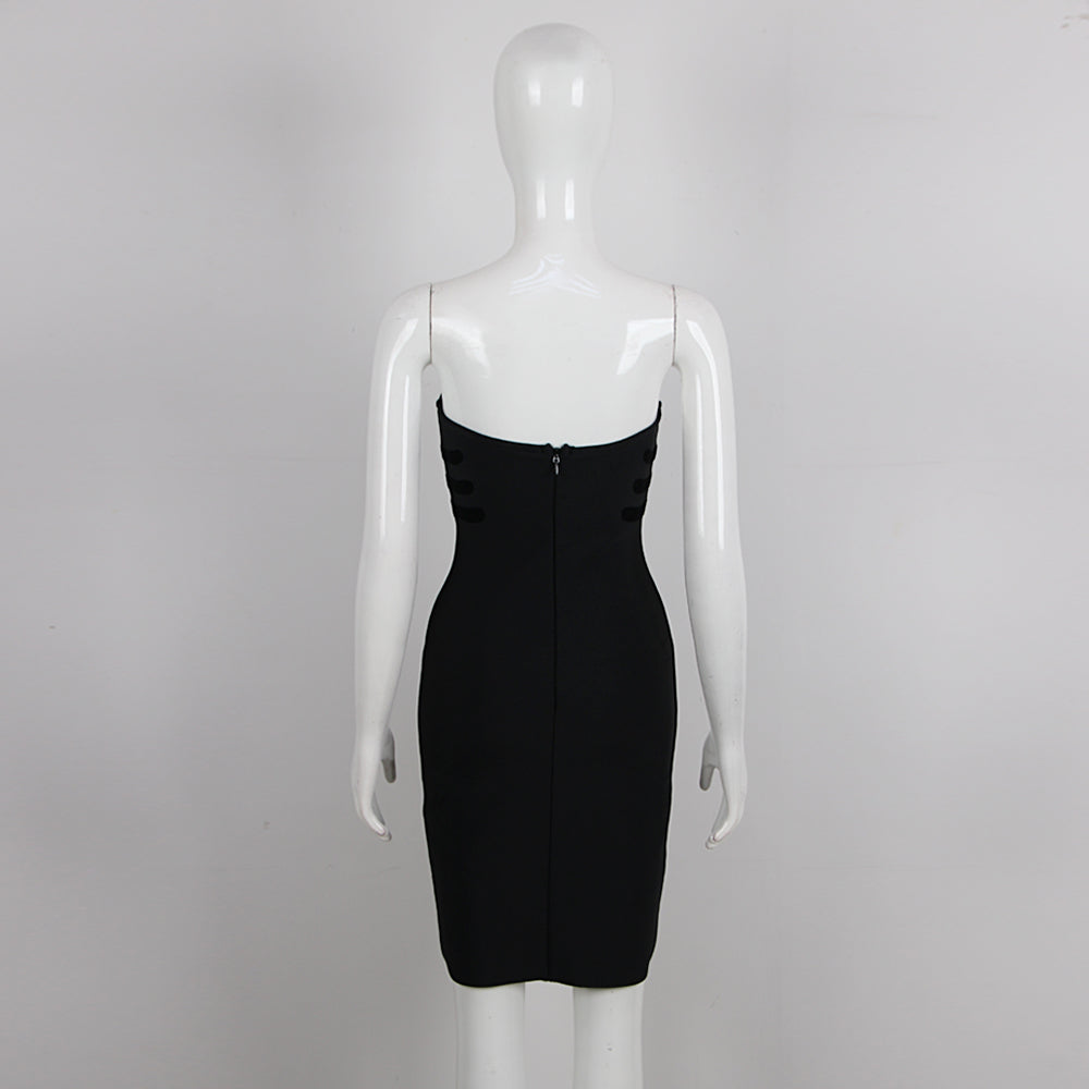 Strapless Button Dress Black HV9325