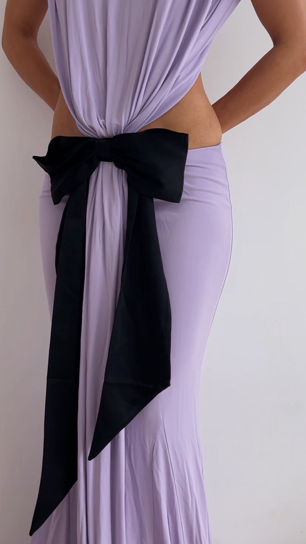 Bow Backless Maxi Dress Lavender HV2269