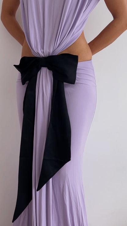 Bow Backless Maxi Dress Lavender HV2269