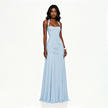 Draped A Line Corset Maxi Dress Yellow HV3154