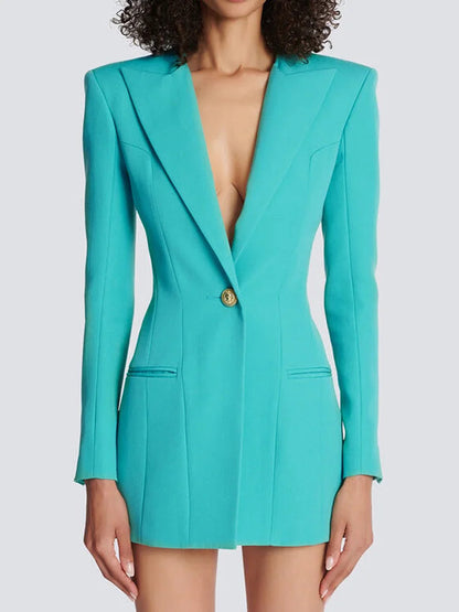 Long Sleeve Concealed Pocket Blazer Dress