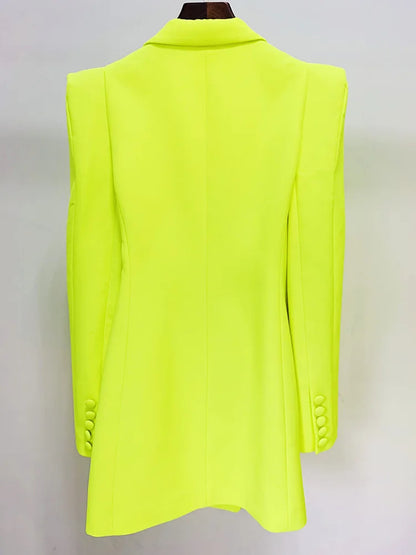 Long Sleeve Blazer Dress Neon