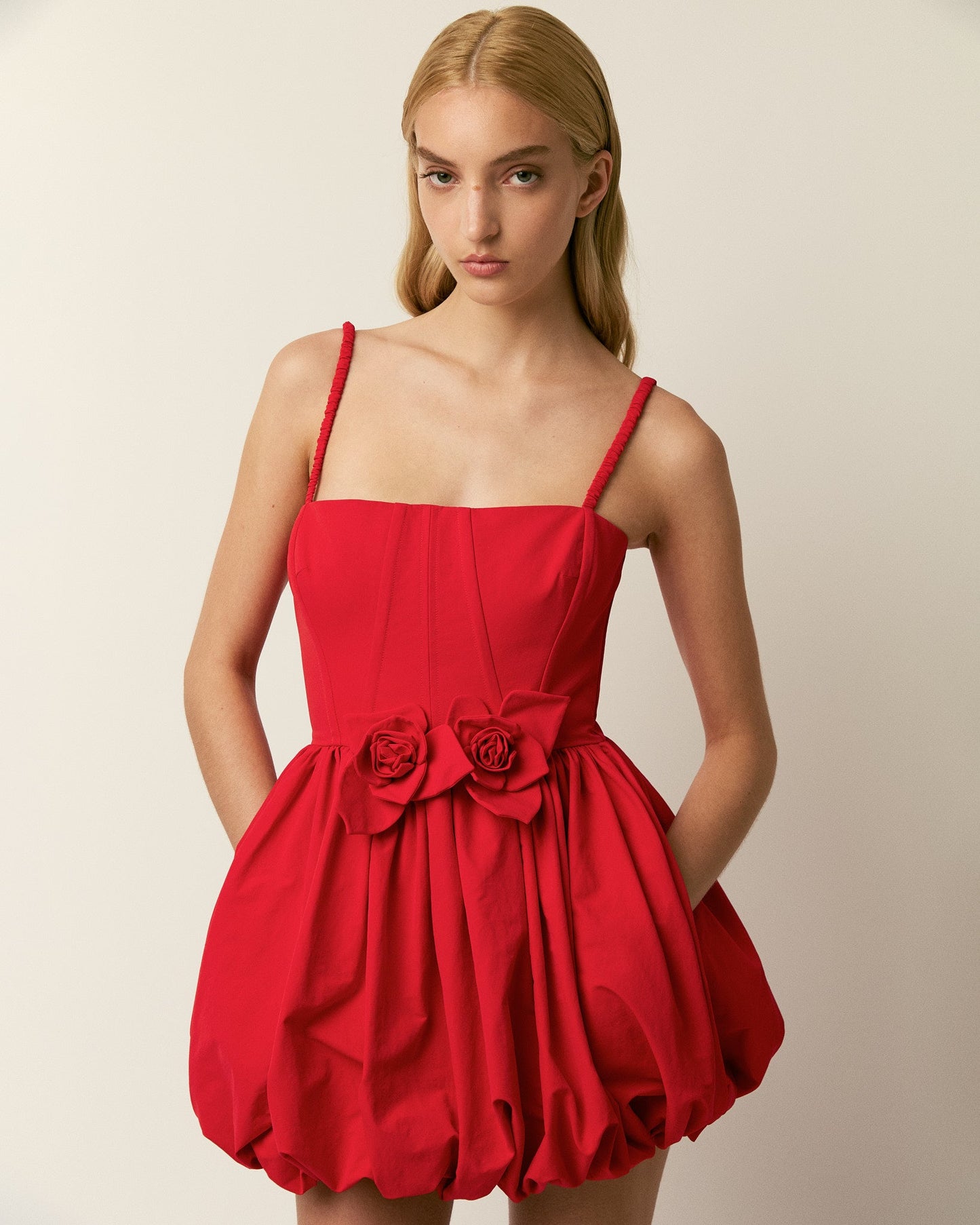 Floral Bubble Dress Red HV3075