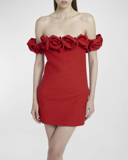 Rose Bardot Dress Red HV1153