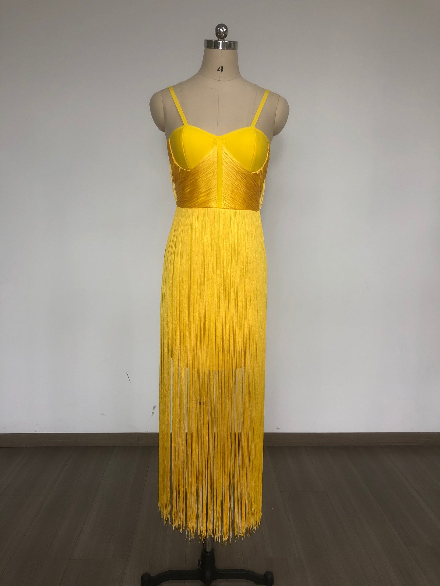 Bustier Tassel Maxi Dress Yellow HV2448