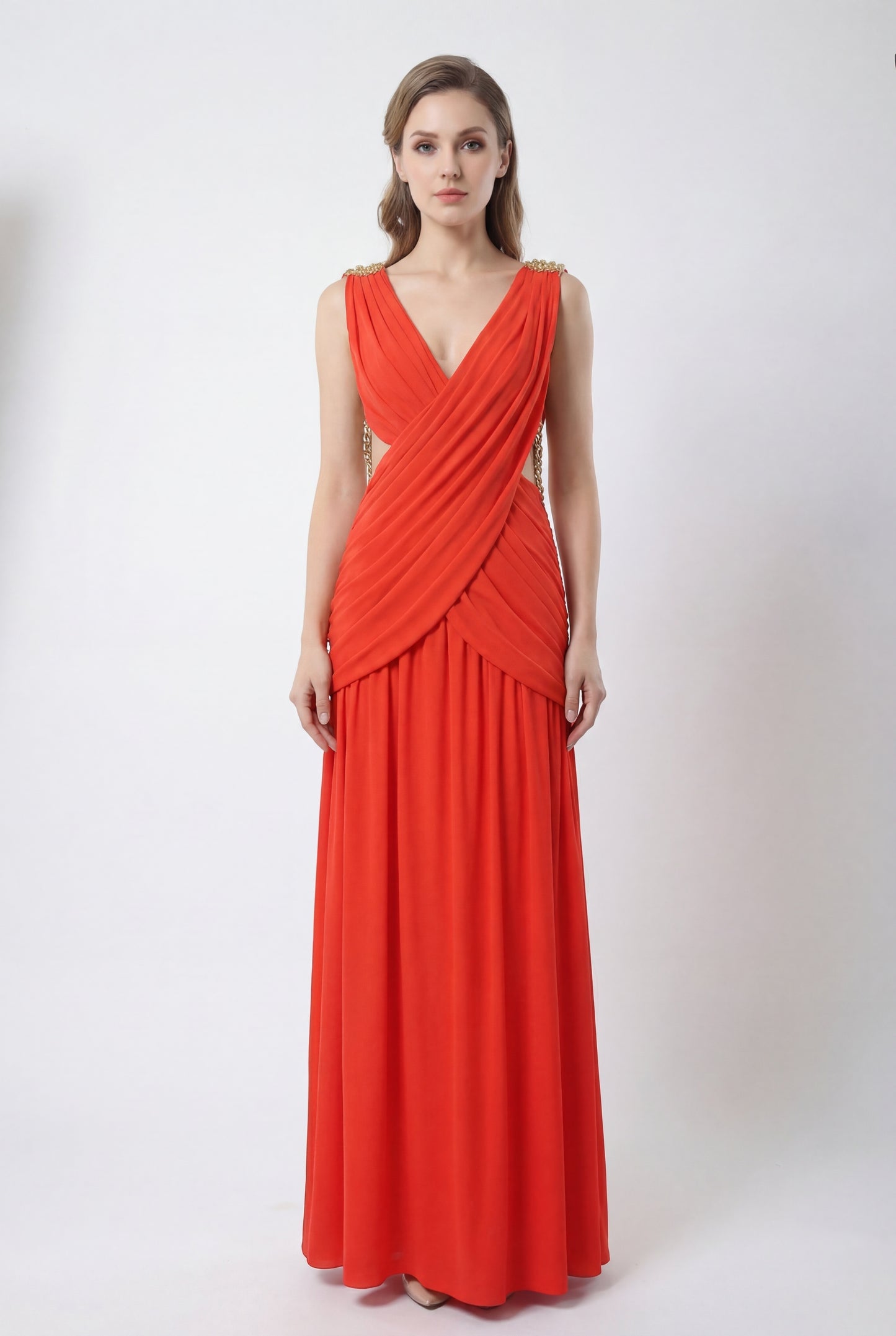 Draped Maxi Dress Orange HV2914